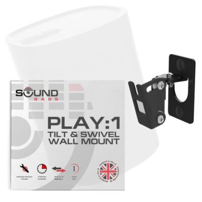 Play 1 Wall Mount Black Compatible With Sonos Play1 Only Adjustable Swivel & Ti
