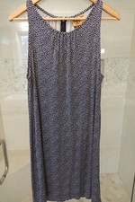 TORY BURCH SILK Sleeveless Dress, Large.    Navy/White.