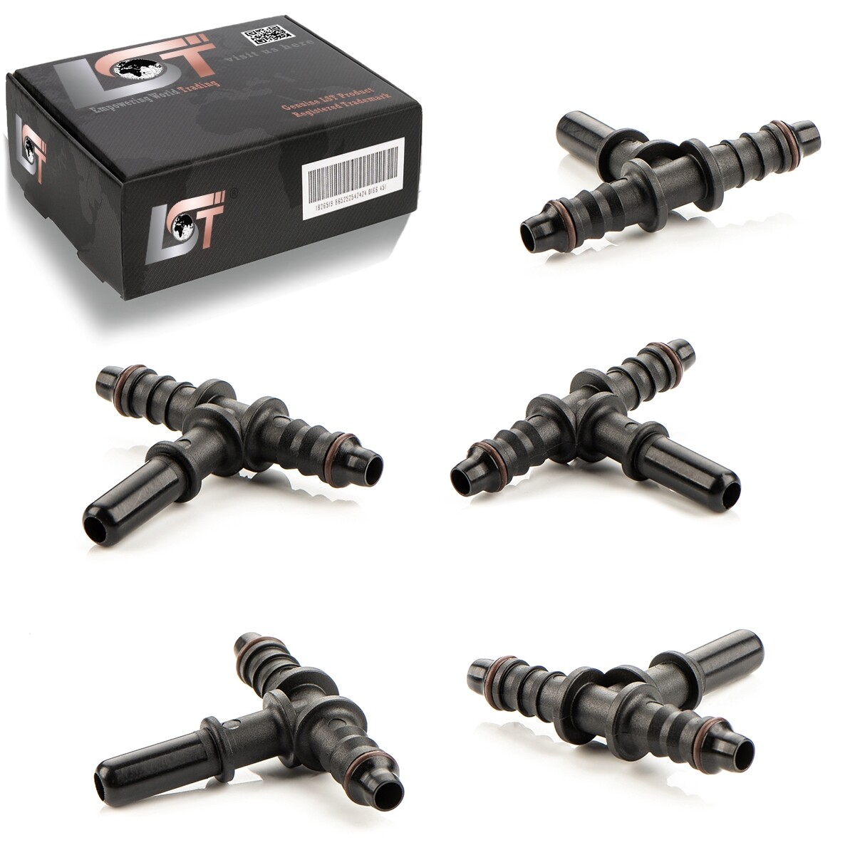 5x Fuel Line T-Piece Hose Connector Reducer Ø 6 mm - Ø 8 mm