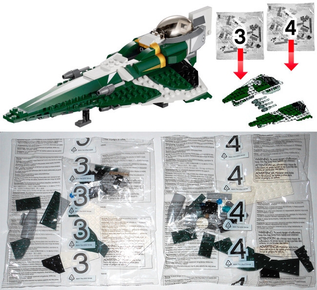 LEGO 9498 Saesee Tiin's Jedi Starfighter: NEW SEALED BAGS #3 #4