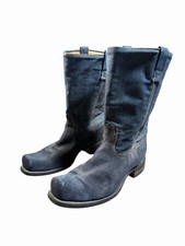 Men’s Dingo Denim Boots Size 11D Vintage Blue Suede Western Cowboy Made In USA