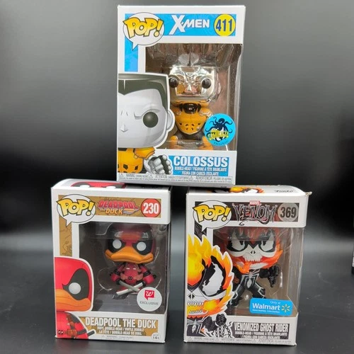 Funko Pop! Marvel - Venomized Ghost Rider, Deadpool the Duck, Colossus Exclusive