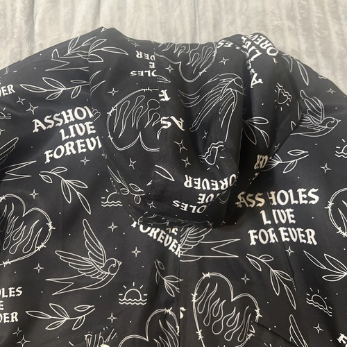 Assholes*s Live Forever ALF Embroidered Jacket Hoodie Black/White Hearts Sz XL - Picture 5 of 6