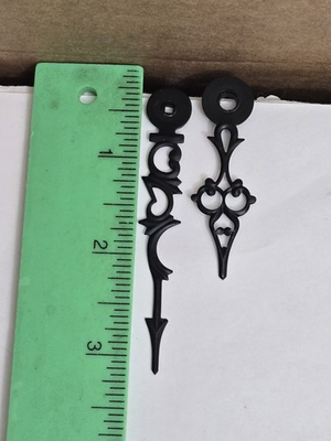 #ad Vtg Mantle Shelf Clock Hands Fancy Black Parts Replacement Germany $14.99
