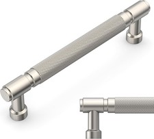10 Pack Brushed Satin Nickel knurled Cabinet Pulls 5 Inch 128mm Hole Center