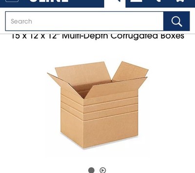 15 x 12 x 12'' Multi-Depth Corrugated Boxes 25/pk , 15x12x12, Uline S-523,