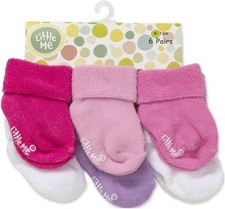 Baby Girls 6-Pack Variety Socks Cute Colorful Newborn Toddler