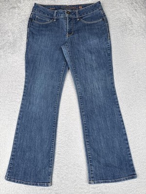 Faded Glory Jeans Womens 8 Blue Bootcut Stretch Denim Mid Rise Embroidered 29x28