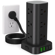 Power Strip Surge Protector Extension Cord 8 AC Outlets 4 USB for Home Office