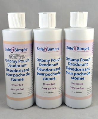 3 Bottles Safe N Simple Ostomy Pouch Deodorant Blue Unscented 8oz Exp 10/27