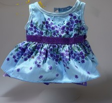 Build A Bear Rare Floral Dress Blue Sundress Purple Flowers Fancy Tulle Glitter