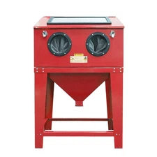 90 Gallon Sand Blasting Cabinet Stand Blasting Gun & 4 Nozzles Gloves Red