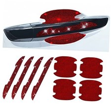 8Pcs Bling Rhinestone Car Door Handle Stickers Protector, Trim Auto Door Red