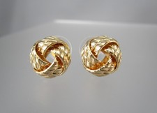 Ribbed Textured Gold Tone Knot Stud Post Pierced Earrings 159V