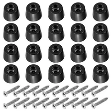 20Pcs Cutting Board Feet Non Slip Rubber Feet Bumpers W Screws 0.87"x0.63" Black