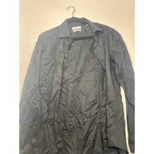 Calvin Klein Mens Dress Shirt Size 16 34/35 L Black Long Sleeve Button Up