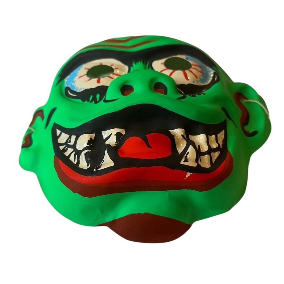 Vintage Rare Ed Roth GREEN Rat Fink Collegeville Halloween Mask Elastic ...