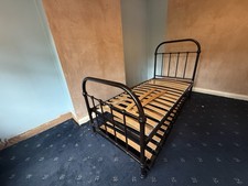 Black Metal Bed Frame Single with Underside Guest Bed One Optional Mattress