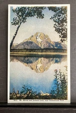 Teton Mts Mt Moran Jackson Lake near Yellowstone National Park Vintage Postcard