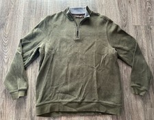 Tasso Elba Sweater Mens Large Green Knitted Long Sleeve Quarter Zip Pullover