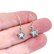 Vintage Sterling Silver Silpada Star Cubic Zirconia Dangle Earrings 