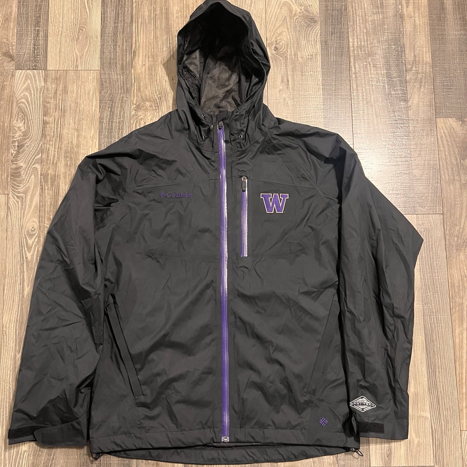 Washington Huskies Columbia Men’s Medium Jacket Omni Tech Windbreaker Full Zip thumbnail 2