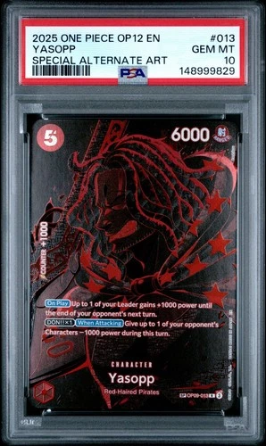 2025 ONE PIECE OP12 LEGACY OF THE MASTER OP09-013 YASOPP SP ALT ART PSA 10