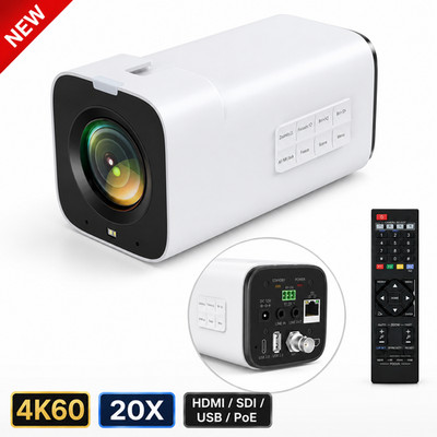 TOALLIN 4K60FPS Pro Box Camera 20X Optical Zoom HDMI 3G-SDI USB PoE Live NEW US