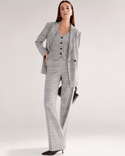 NEW ANN TAYLOR 139 BLACK WHITE PLAID CURVY FIT STRAIGHT LEG PANTS SZ 8P