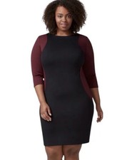 Lane Bryant NEW Colorblock Sheath Dress Womens Plus 22 Wine/Black 