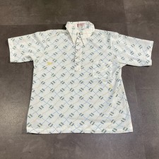 Vintage 60s 70s McGregor Short Sleeve Button Geometric Shirt White