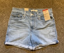 NWT Levi s Mid Length Jean Shorts Hypersoft Stretch Denim Light Wash Women s 27
