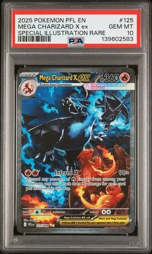 2025 POKEMON PFL SPECIAL ILLUSTRATION RARE #125 MEGA CHARIZARD X EX PSA 10