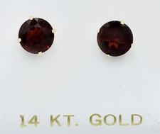 GENUINE 5.40 Cts GARNET STUD EARRINGS 14K SOLID GOLD - 8mm-Free Appraisal - NWT