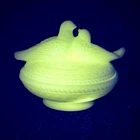 RARE Vintage GLOWS Westmoreland Love Birds On Nest White Milk Glass UV REACTIVE!