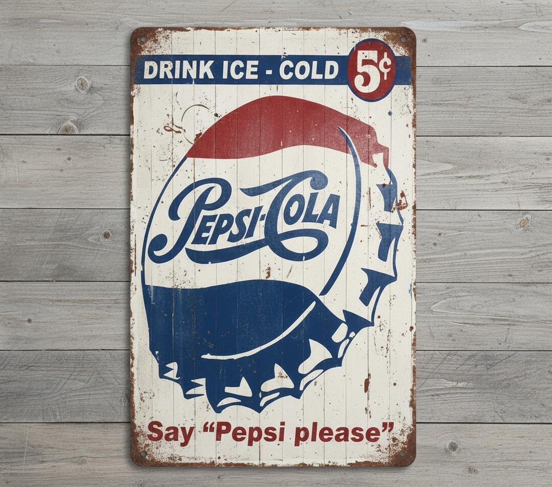 Pepsi Pepsi-Cola Fice Cents 8 x 12 Novelty Metal Sign New Shrink-wrapped