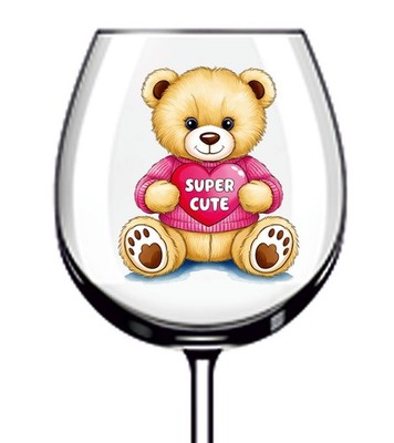 12x Valentinstag Teddybär Vinyl Aufkleber Abziehbild Weinglas Laptop Flasche