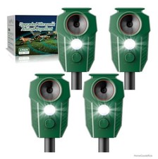 Solar Ultrasonic Animal Repeller Motion Sensor LED Flashing Light Deer Cat