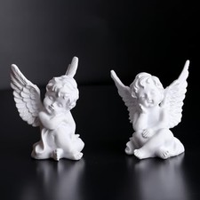 2 Pack Resin Cherubs Angel Statue Figurine, Garden Sleeping Cherub White