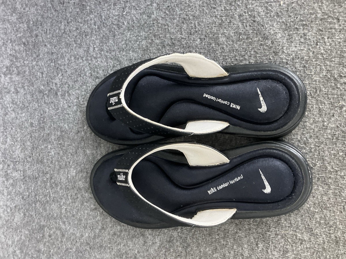 Nike Comfort Cushioned Footbed Flip Flops Women's 8 Thong Sandals Black | eBay