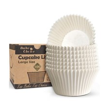 100pcs Jumbo Cupcake Liners for Baking, White Jumbo Muffin Liners, Greaseproo...
