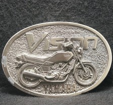 XG17101 COOL VINTAGE 1970s **VISION YAMAHA** MOTORCYCLES MENS PEWTER BELT BUCKLE