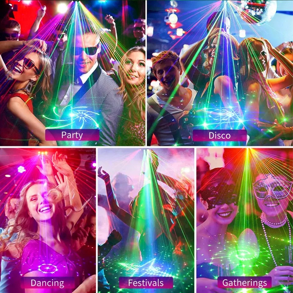 DJ Laser Party Lights RGB LED Disco Light Sound Activated Projector Strobe Light - Image 4 of 4