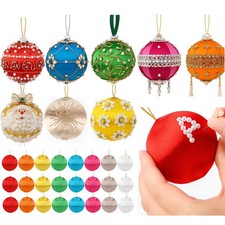24 Pcs 2.36 Inch Christmas Satin Balls Ornaments DIY Craft Foam Silk Christma...