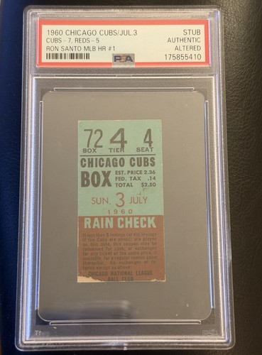 Ron Santo 1st Career Home Run Ticket Stub July 3 1960 Chicago Cubs HOF 7/3/60