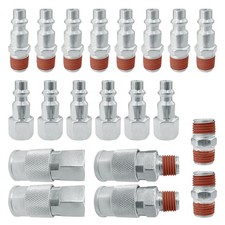 20PCS 1/4 NPT Air Hose Fittings, Plug Kit, Steel Quick Coupler, Industrial