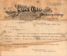 1902 Iron Clad Manufacturing Co Letterhead Brooklyn NY Galvanized Pails
