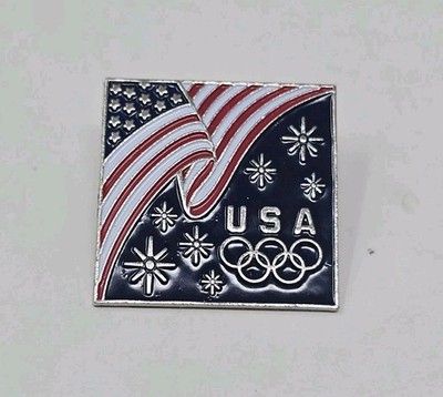Team USA Olympics Logo Square Flag Pin Lapel Enamel Collectible