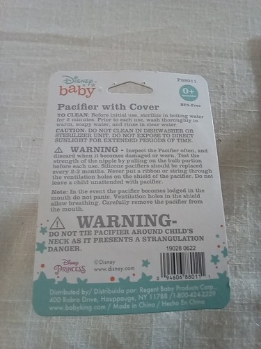 2 Ciuccio Disney Baby Princess con coperchio - NUOVO CONFEZIONE SIGILLATA - Foto 3 di 3