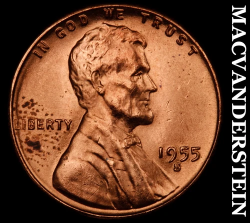 1955-S Lincoln Wheat Cent- Choice Gem Brilliant Uncirculated Luster #J5081